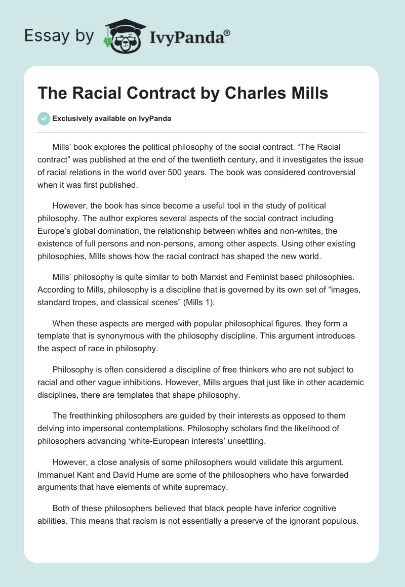 "The Racial Contract" by Charles Mills. Page 1