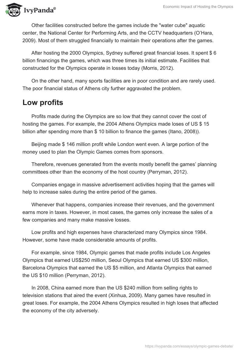 Economic Impact of Hosting the Olympics. Page 3