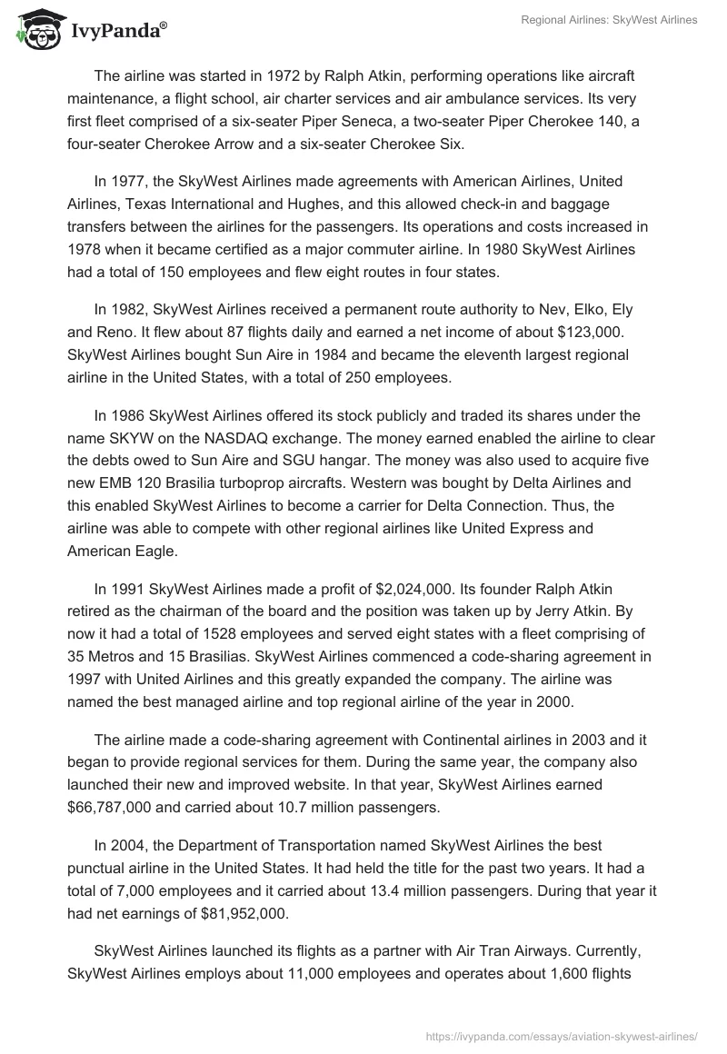 Regional Airlines: SkyWest Airlines. Page 2