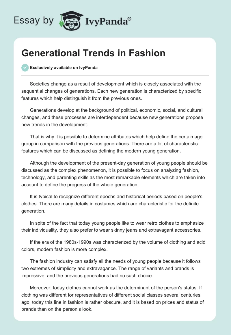 Generational Trends in Fashion. Page 1
