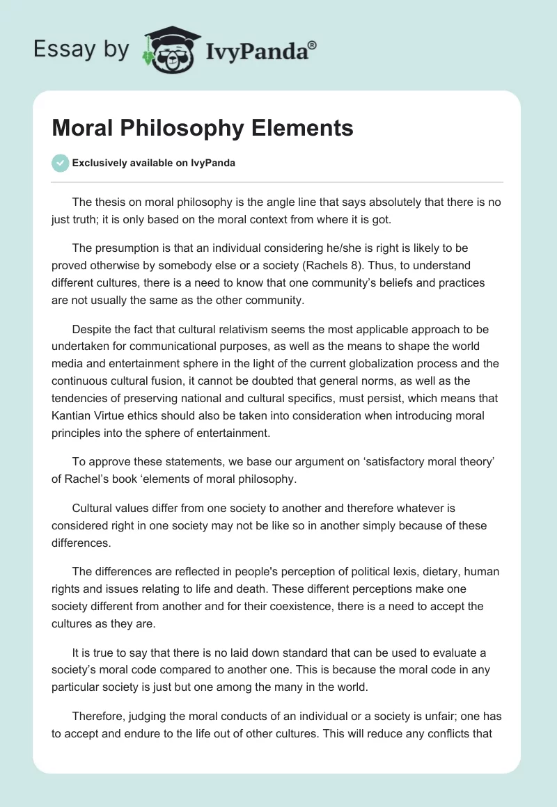Moral Philosophy Elements. Page 1
