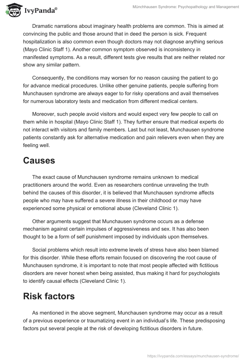 Münchhausen Syndrome: Psychopathology and Management. Page 2