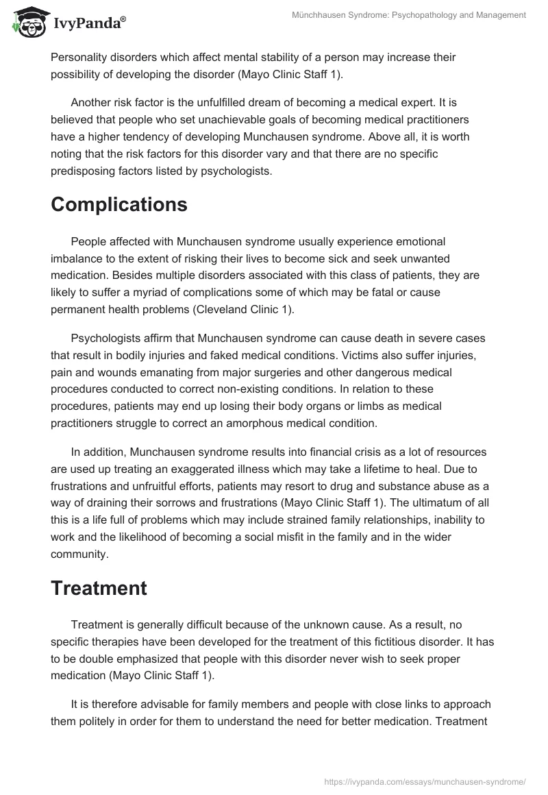 Münchhausen Syndrome: Psychopathology and Management. Page 3