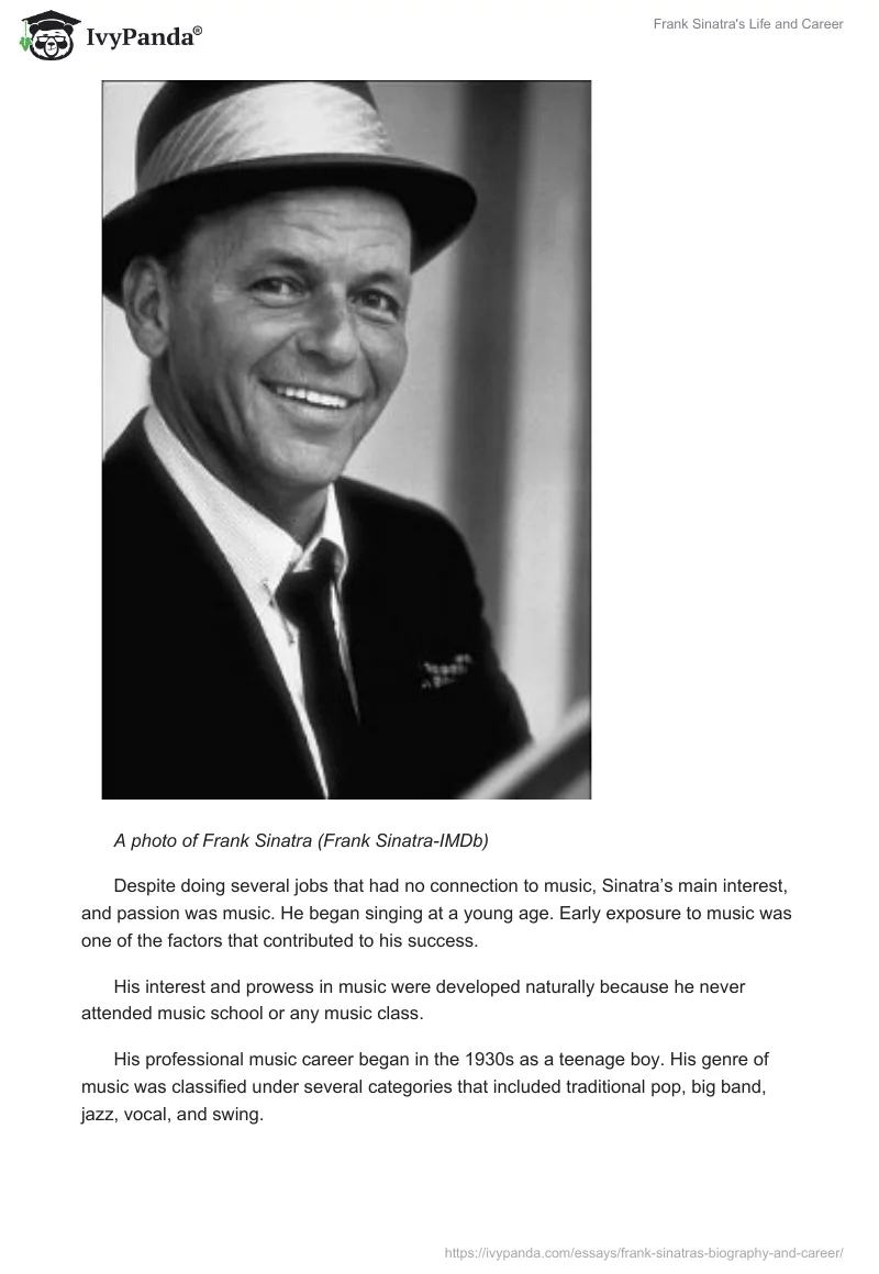 Frank Sinatra's Life and Career. Page 2