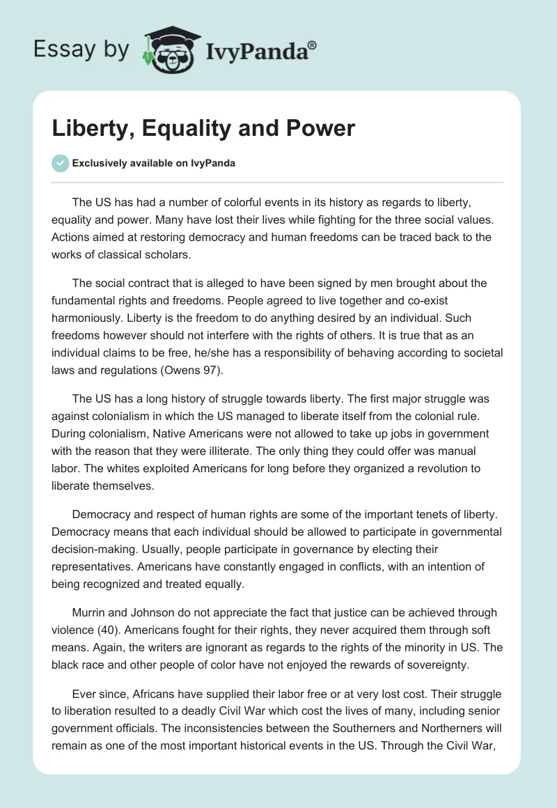 Liberty, Equality and Power. Page 1