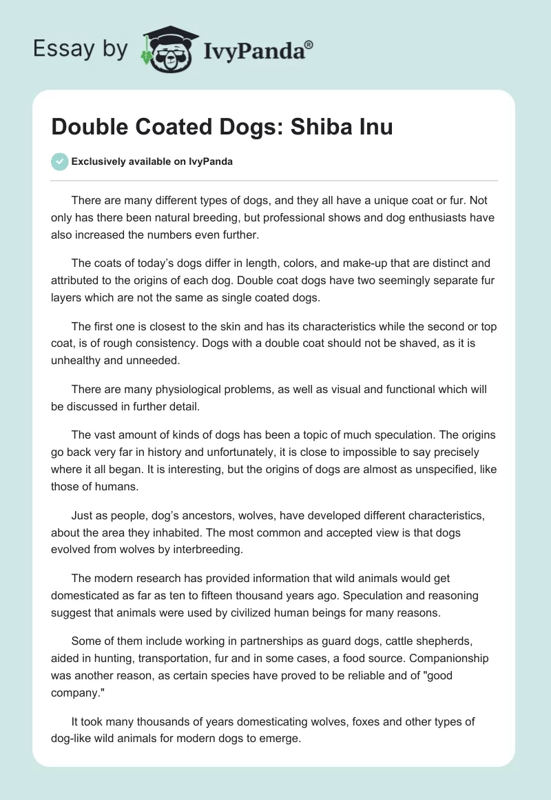 Double Coated Dogs: Shiba Inu. Page 1