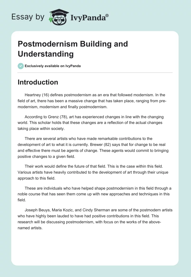 Postmodernism Building and Understanding. Page 1