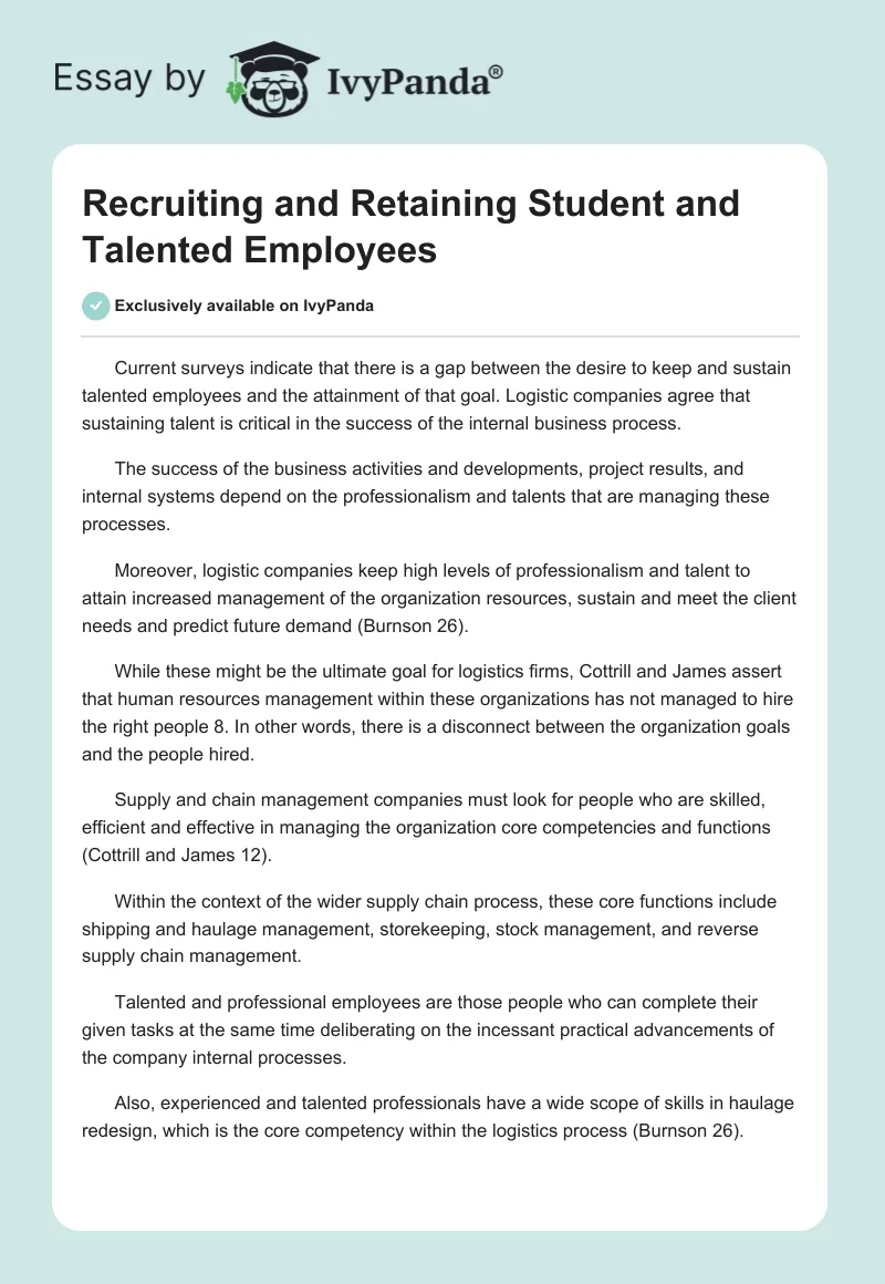 Recruiting and Retaining Student and Talented Employees. Page 1