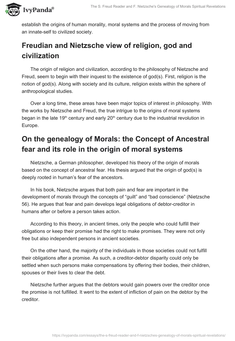The S. Freud Reader and F. Nietzsche's Genealogy of Morals Spiritual Revelations. Page 2