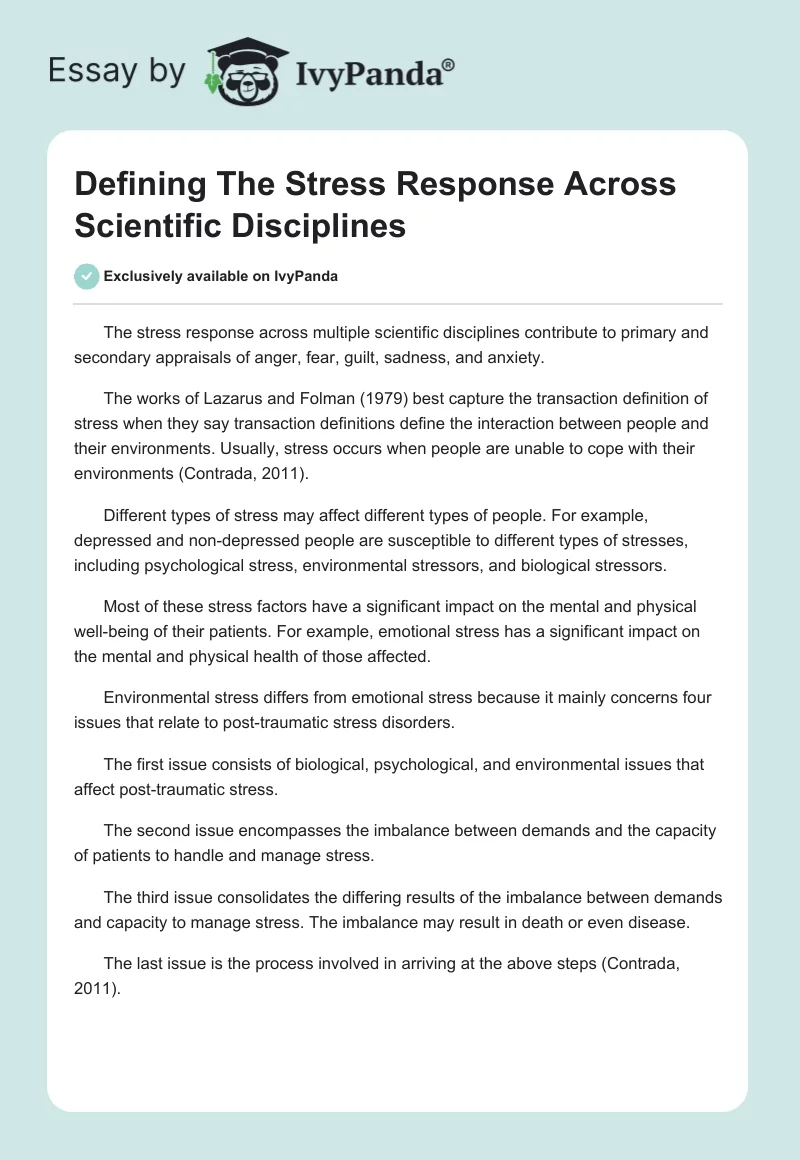 Defining The Stress Response Across Scientific Disciplines. Page 1