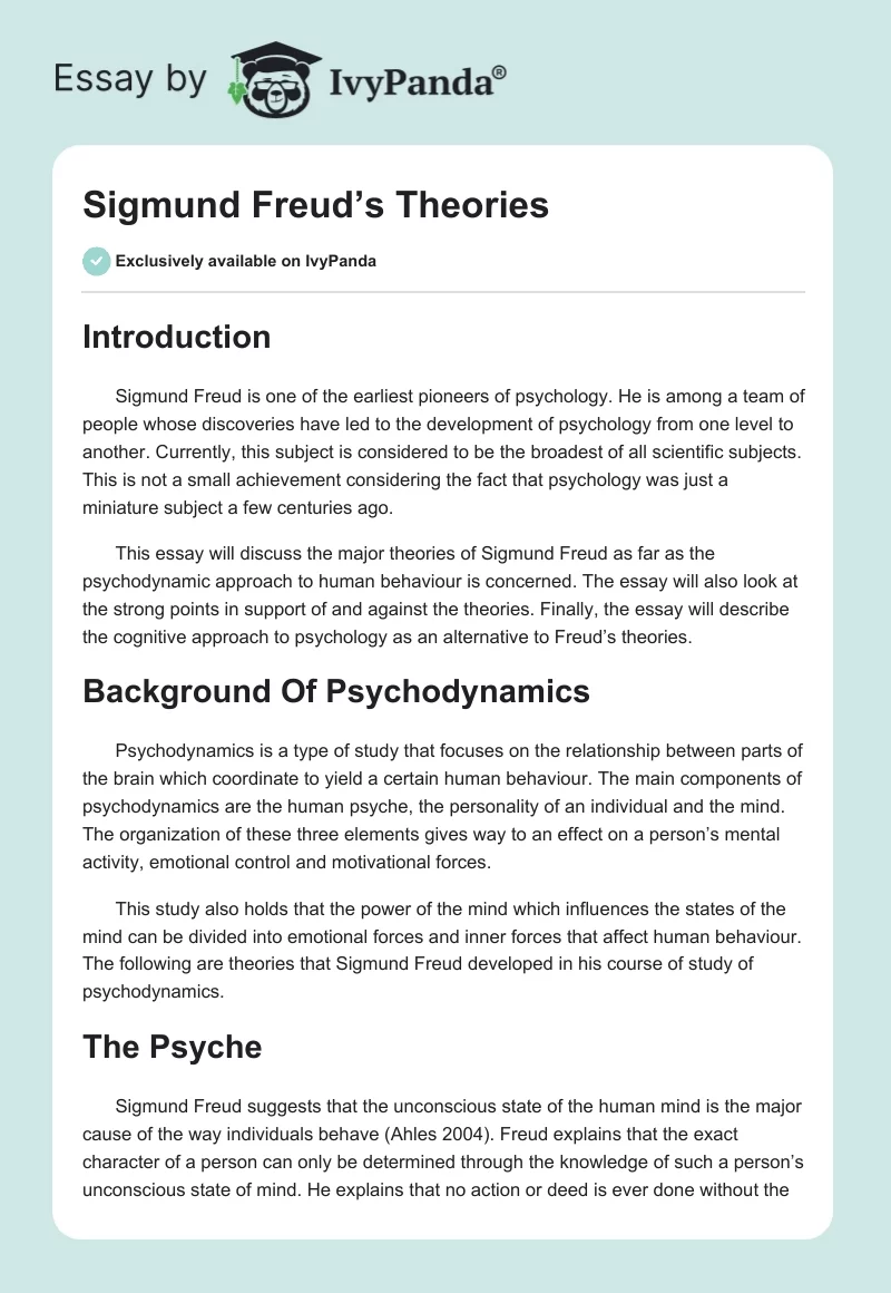 Sigmund Freud’s Theories. Page 1