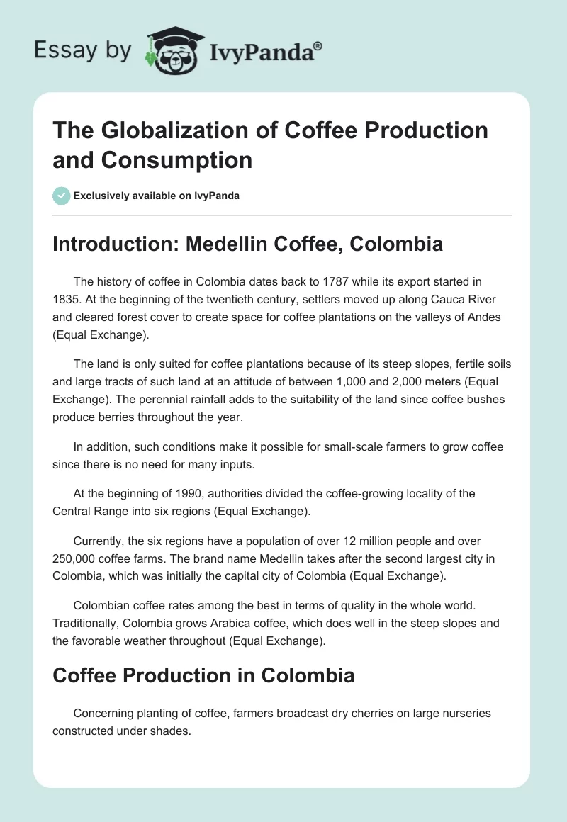 The Globalization of Coffee Production and Consumption. Page 1