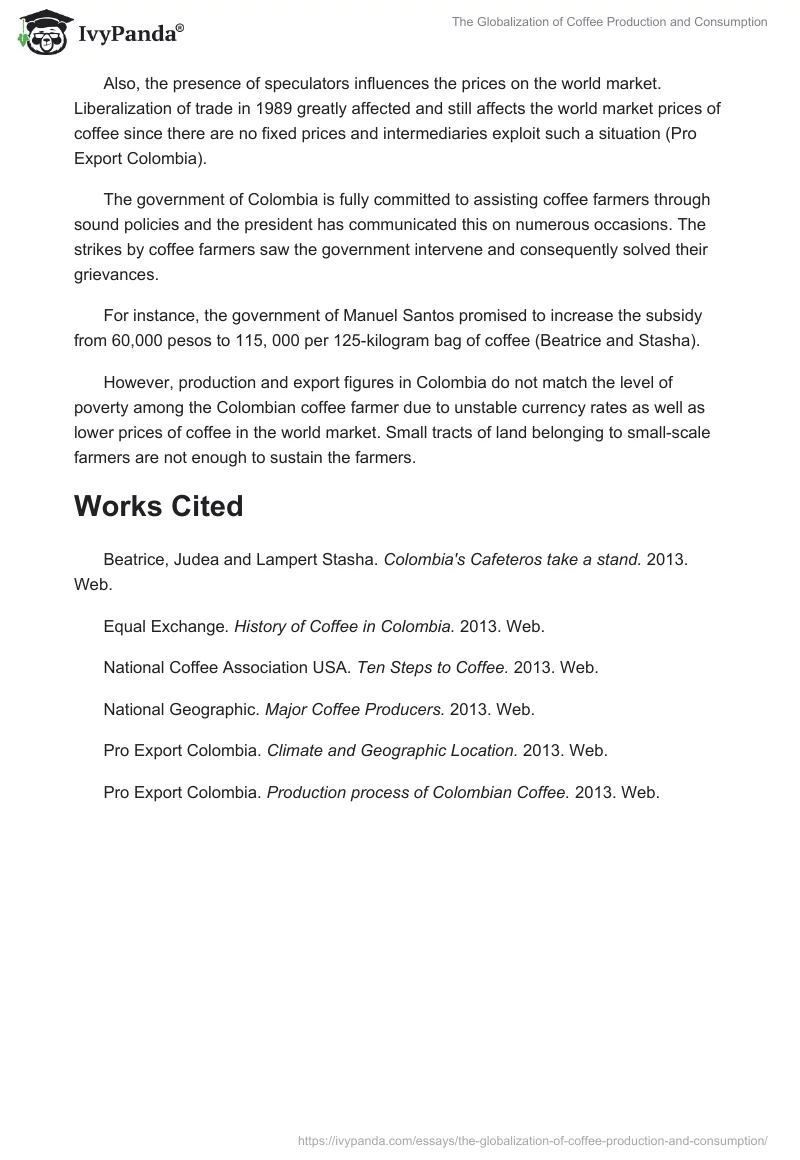 The Globalization of Coffee Production and Consumption. Page 4