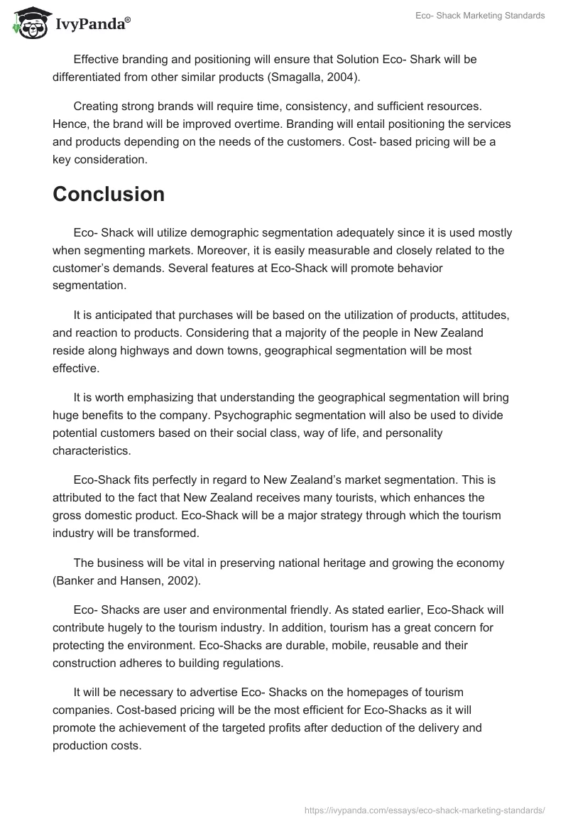 Eco- Shack Marketing Standards. Page 2