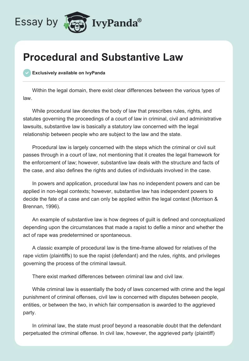 Procedural and Substantive Law. Page 1