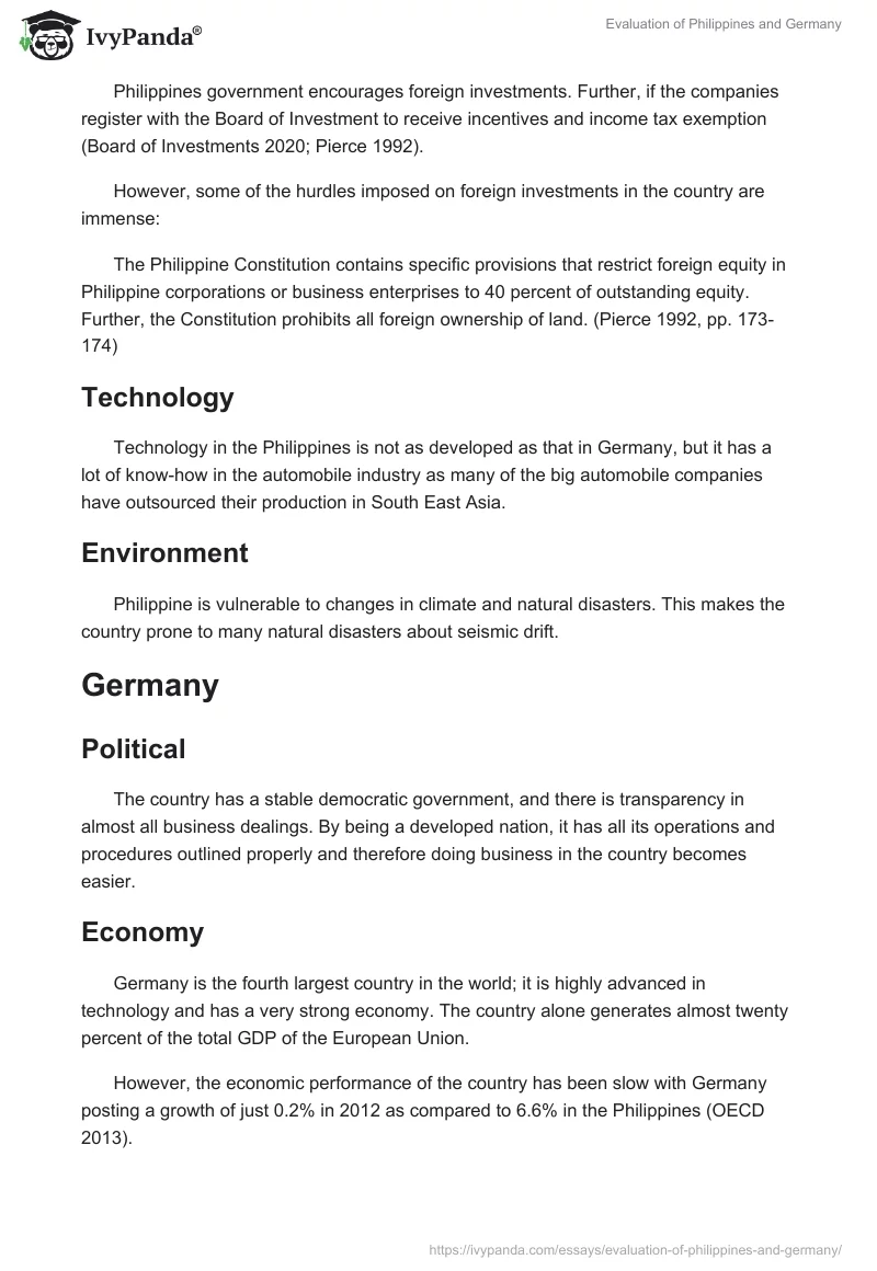 Evaluation of Philippines and Germany. Page 3