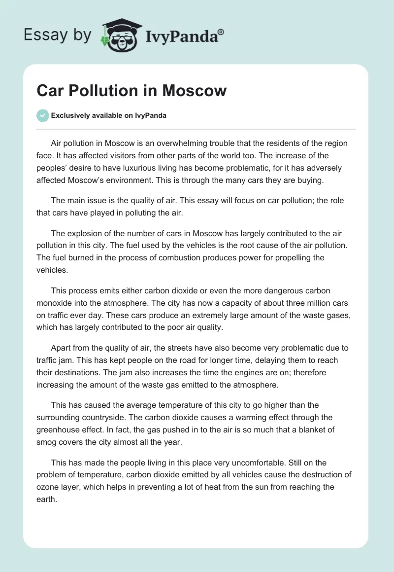 Car Pollution in Moscow. Page 1