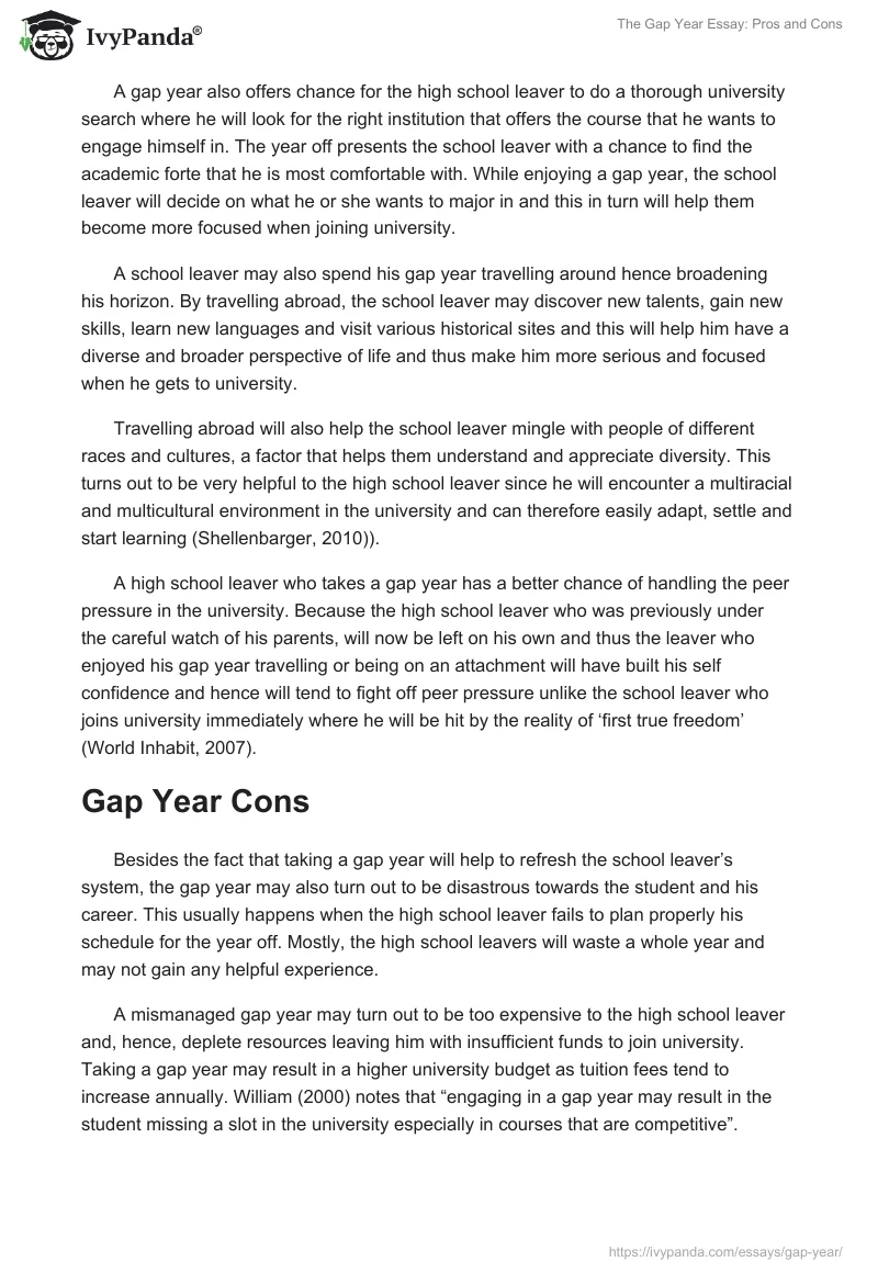The Gap Year Essay: Pros and Cons. Page 2