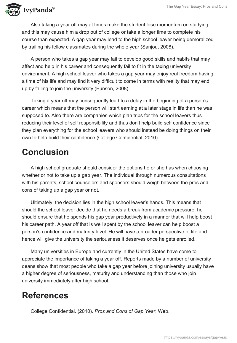The Gap Year Essay: Pros and Cons. Page 3