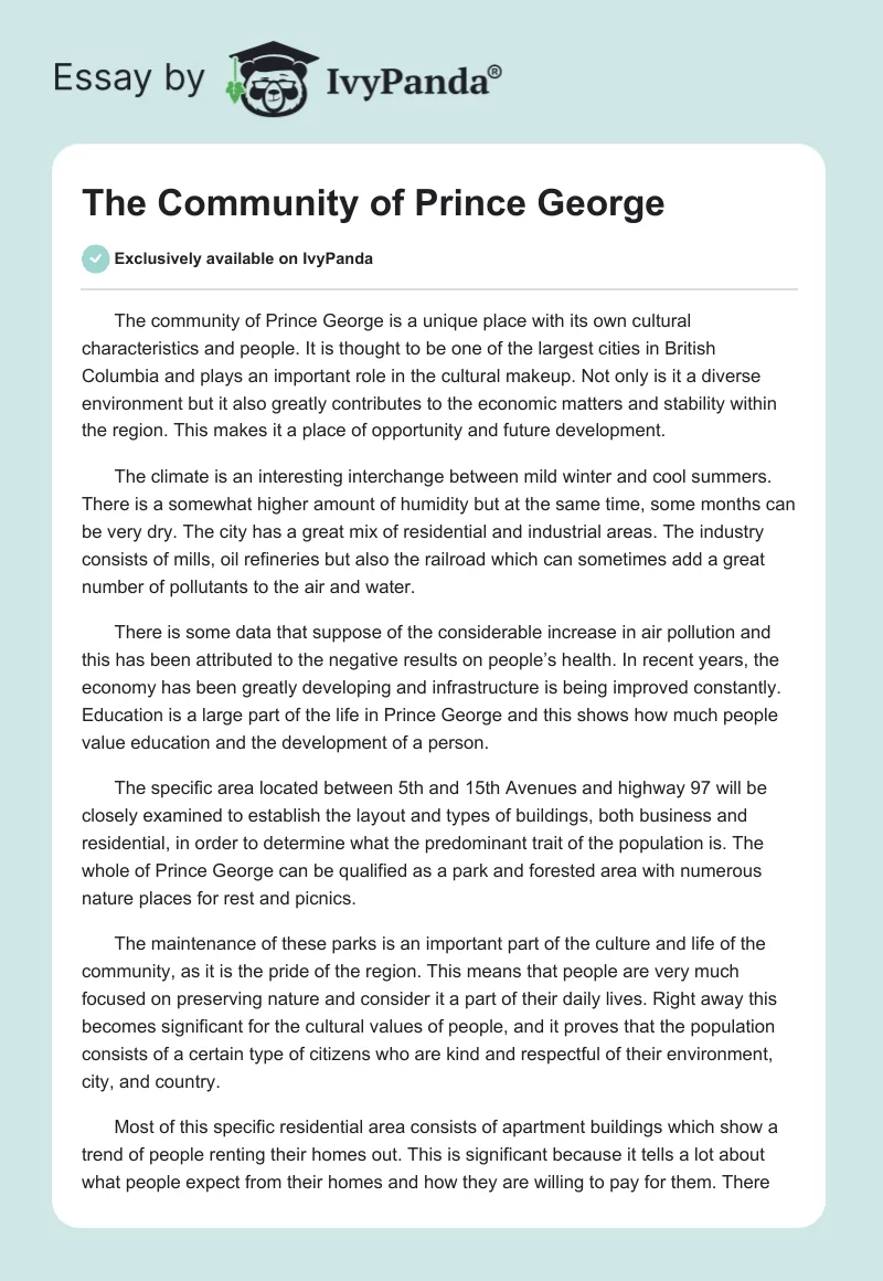 The Community of Prince George. Page 1