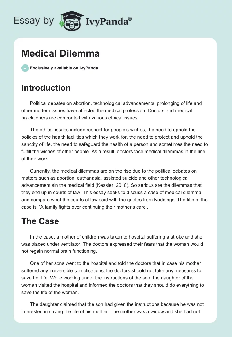 Medical Dilemma. Page 1
