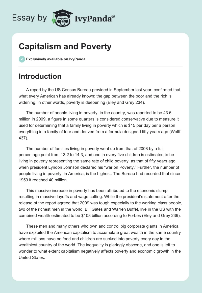 Capitalism and Poverty. Page 1