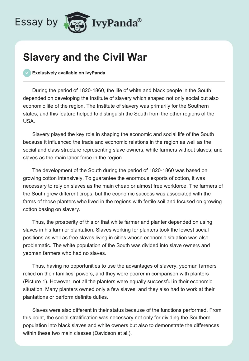 Slavery and the Civil War. Page 1