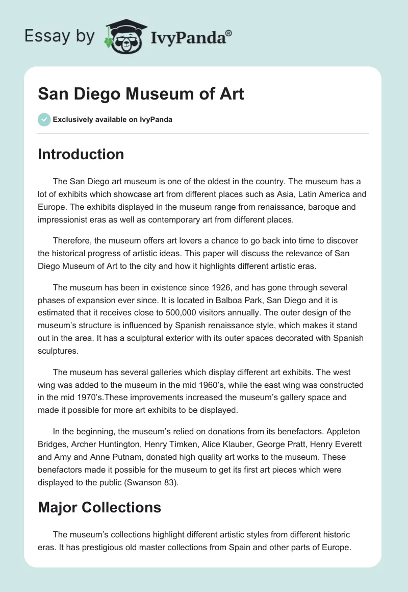 San Diego Museum of Art. Page 1