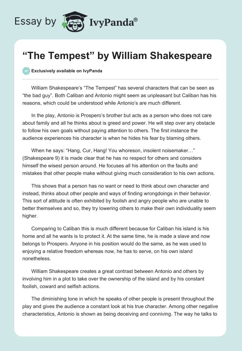 “The Tempest” by William Shakespeare. Page 1