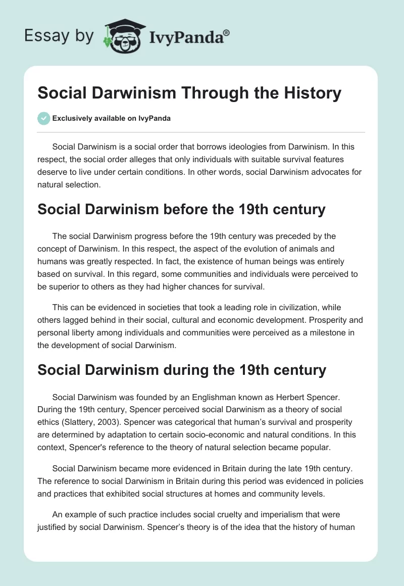 Social Darwinism Through the History. Page 1
