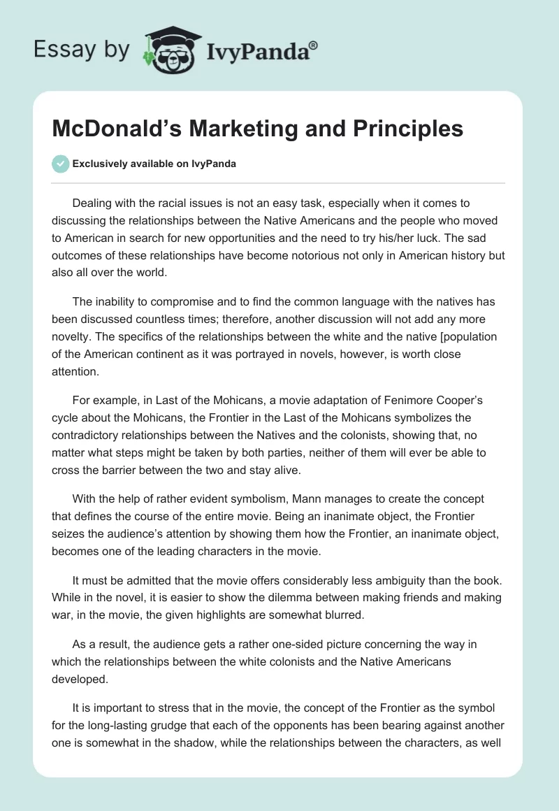 McDonald’s Marketing and Principles. Page 1