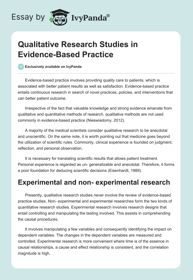 Qualitative Research Studies in Evidence-Based Practice. Page 1