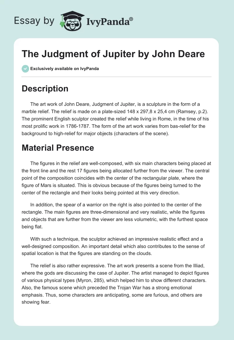 The Judgment of Jupiter by John Deare. Page 1