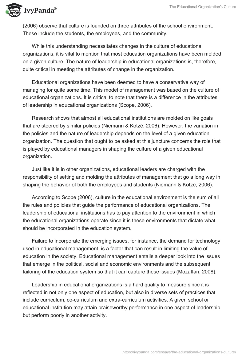 The Educational Organization's Culture. Page 2