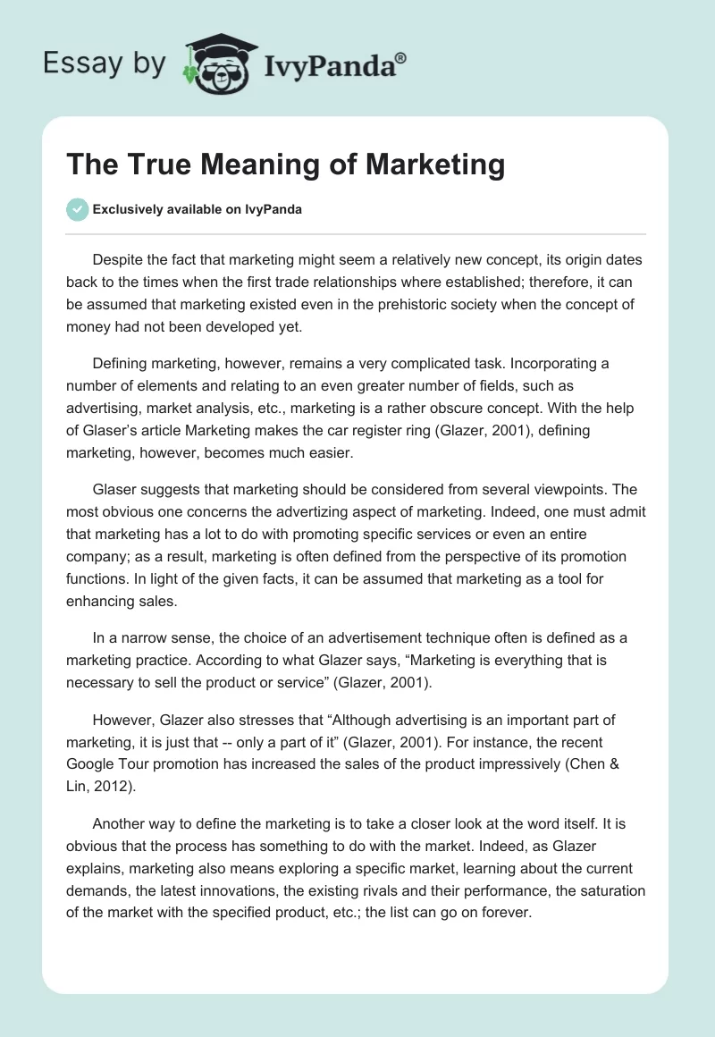 The True Meaning of Marketing. Page 1