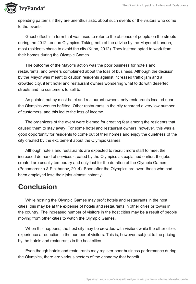 The Olympics Impact on Hotels and Restaurants. Page 3