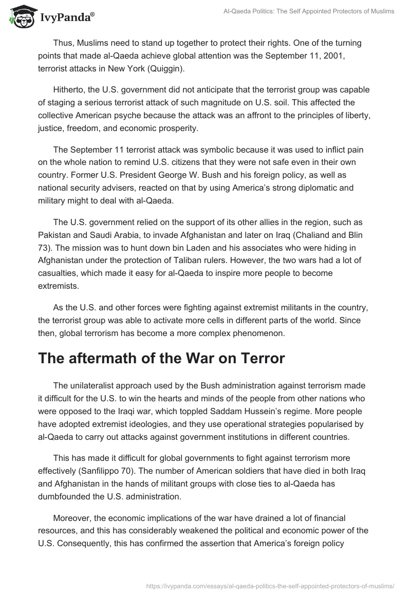 Al-Qaeda Politics: The Self Appointed Protectors of Muslims. Page 4