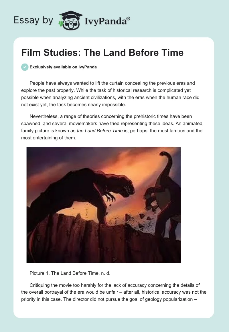 Film Studies: The Land Before Time. Page 1