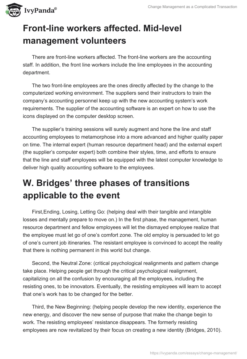 Change Management as a Complicated Transaction. Page 4