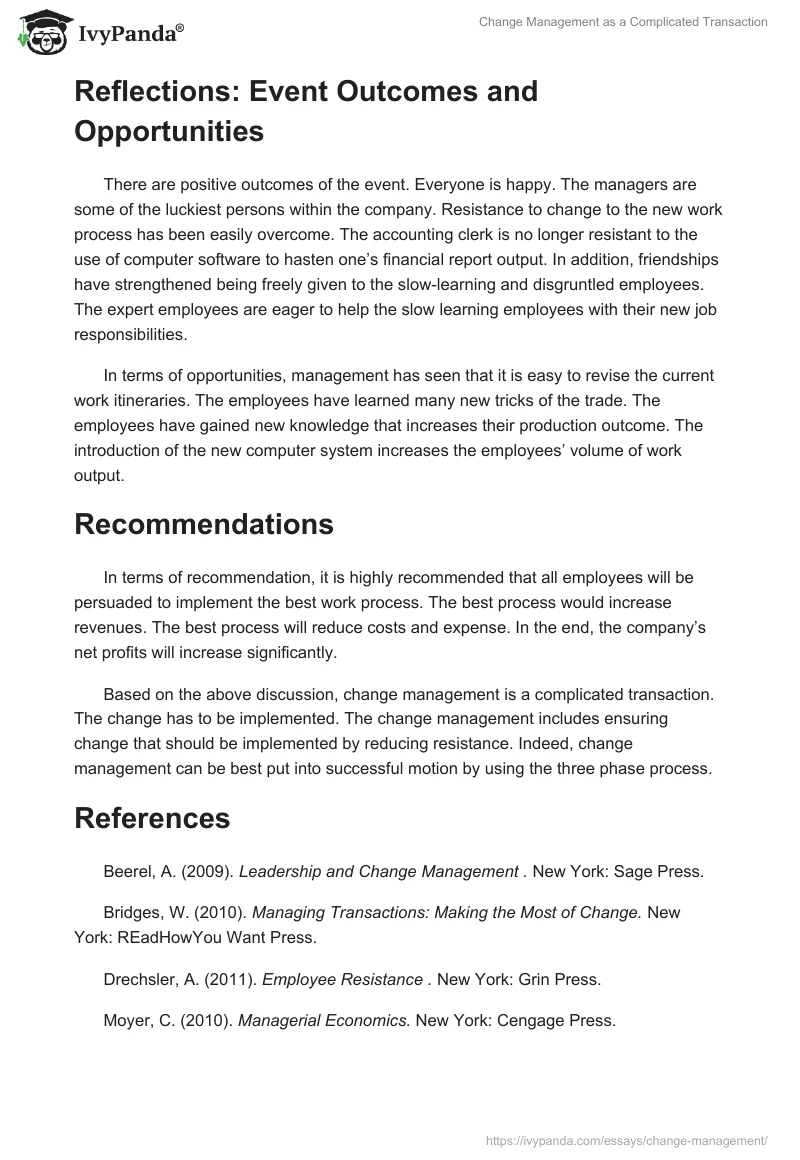 Change Management as a Complicated Transaction. Page 5