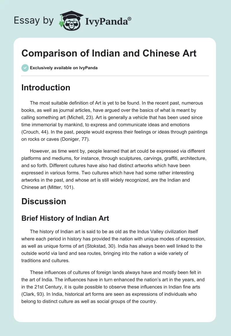 Comparison of Indian and Chinese Art. Page 1