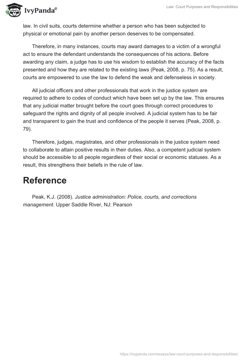 Law: Court Purposes and Responsibilities. Page 2