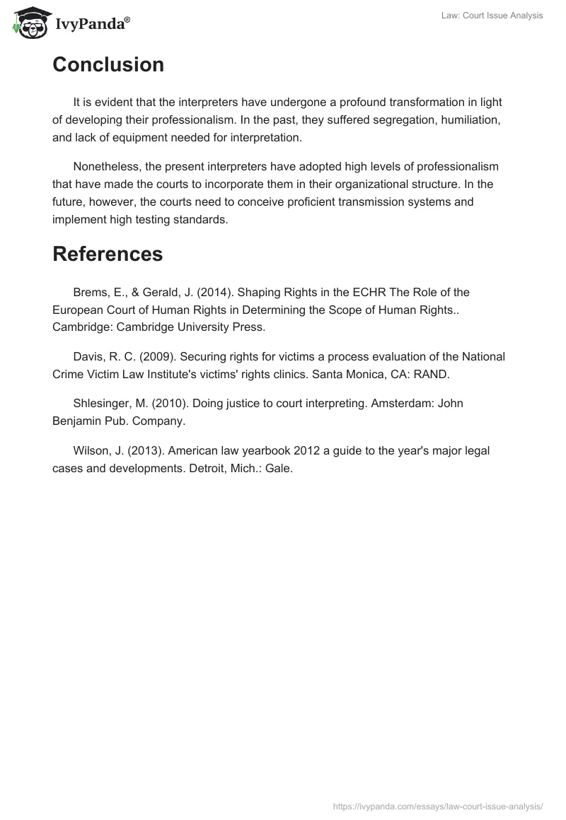 Law: Court Issue Analysis. Page 4