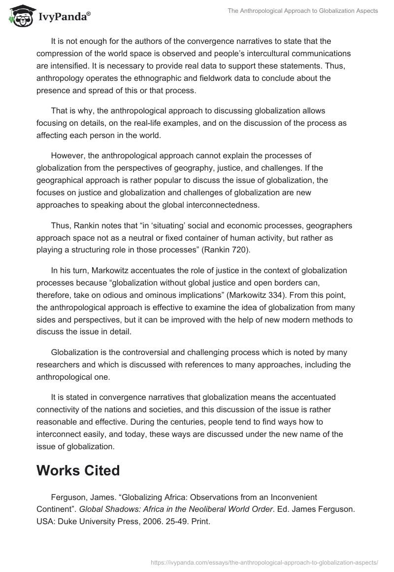 The Anthropological Approach to Globalization Aspects. Page 4