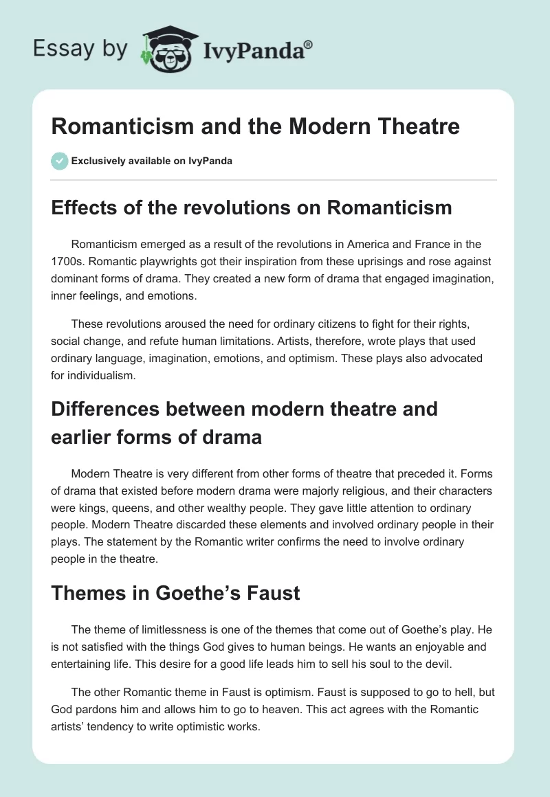 Romanticism and the Modern Theatre. Page 1