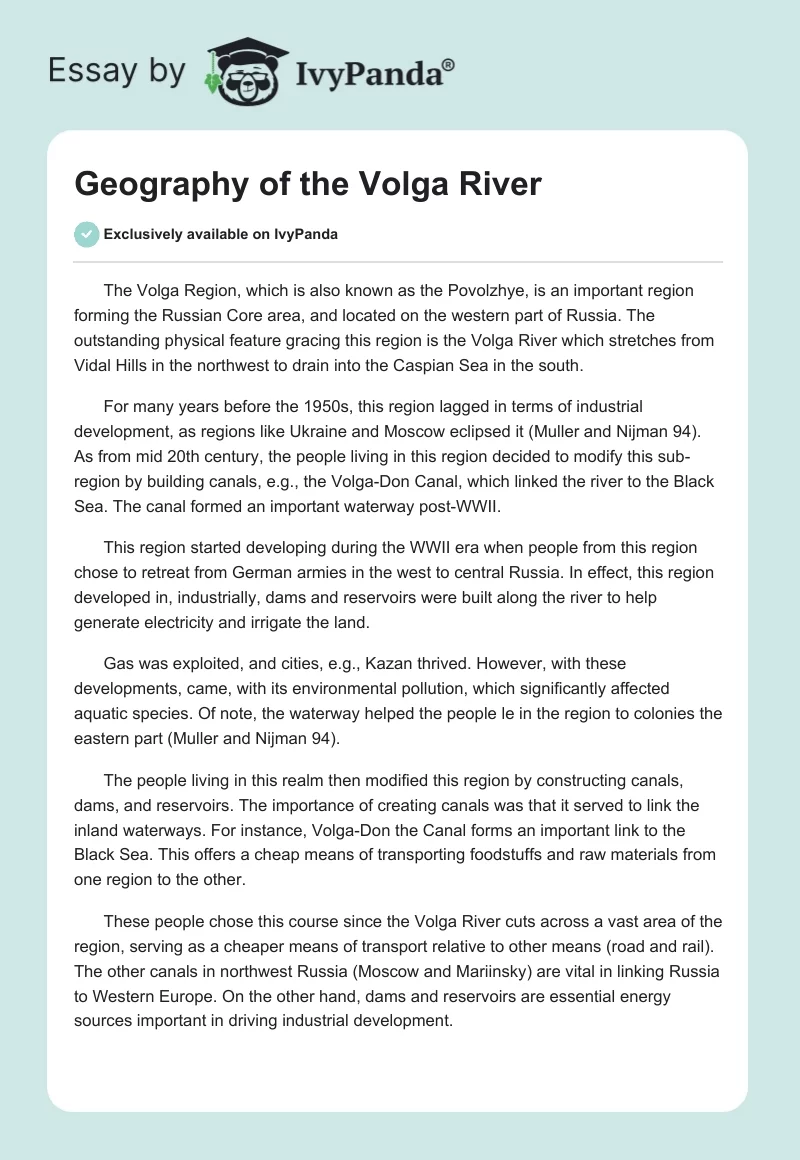 Geography of the Volga River. Page 1
