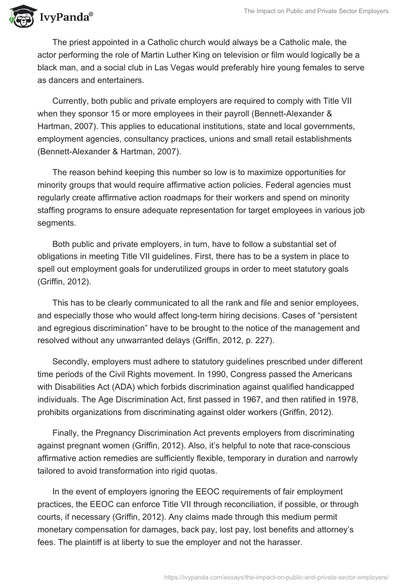 The Impact on Public and Private Sector Employers. Page 2