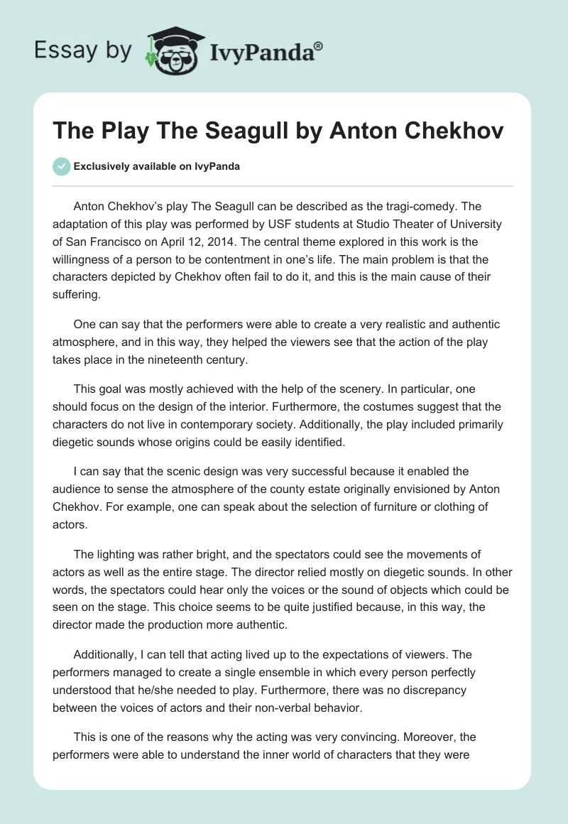 The Play "The Seagull" by Anton Chekhov. Page 1