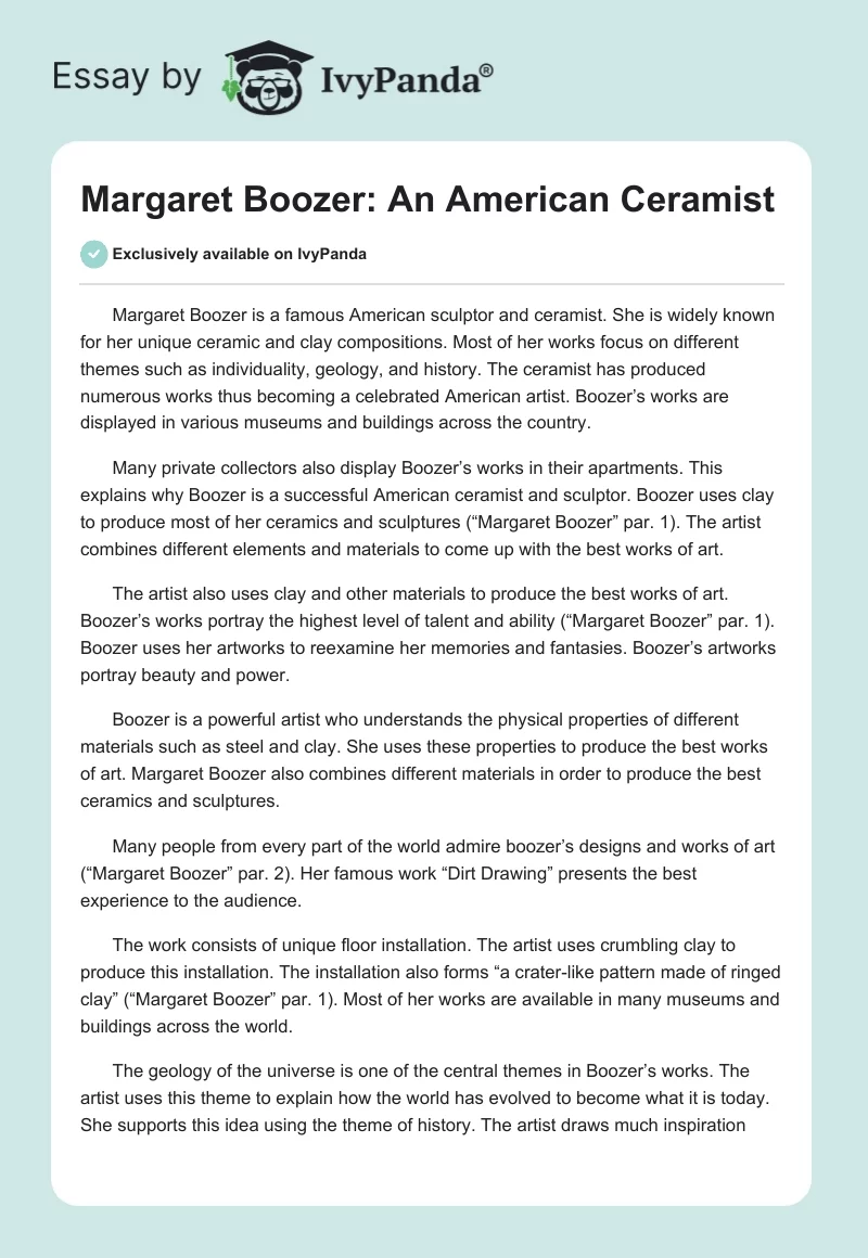 Margaret Boozer: An American Ceramist. Page 1