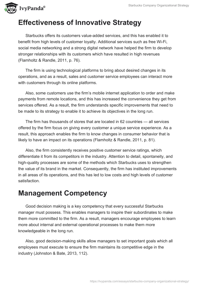 Starbucks Company Organizational Strategy. Page 2
